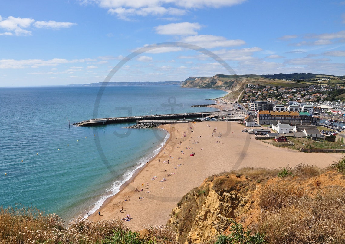 West Bay Sandy Beach Harbour And Golden Cliffs Dorset Poster - Image 3