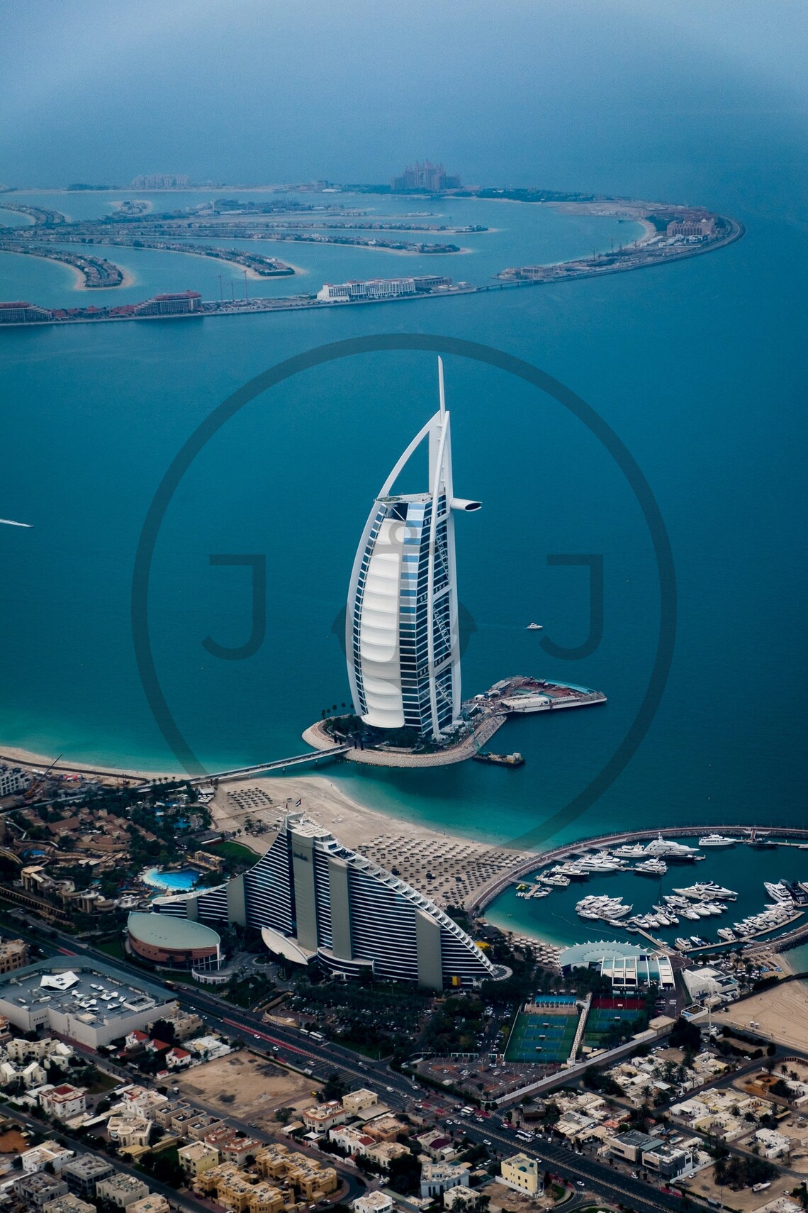 Burj Al Arab Dubai Aerial with Palm Jumeirah Island View Poster - Image 3
