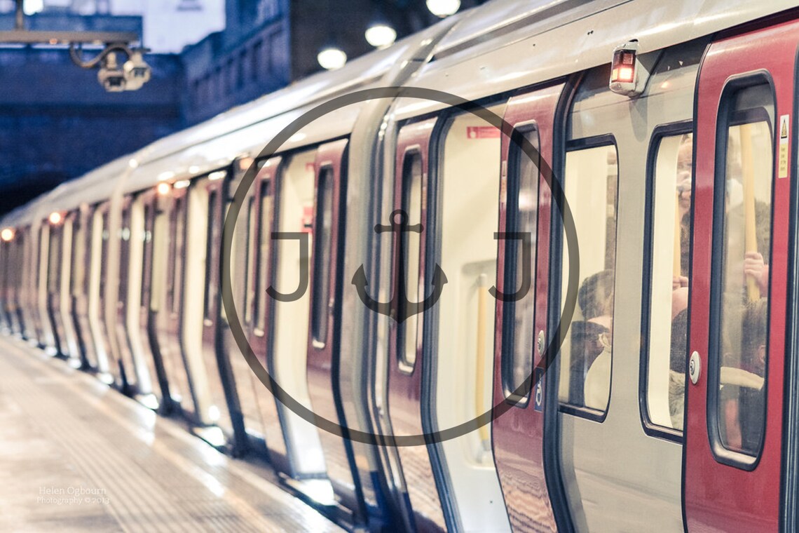 London Underground Tube Train At Station Platform Night Poster - Image 3