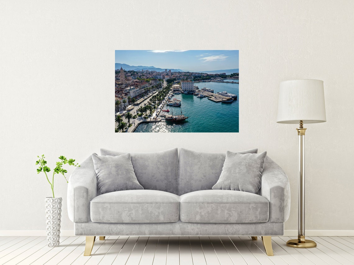 Split Croatia Dalmatia Harbour Waterfront Aerial View Poster - Image 2