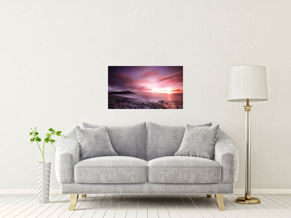 Tan Y Bwlch Beach Sunset Glow On Pebble Shore Aberystwyth Poster - Image 2
