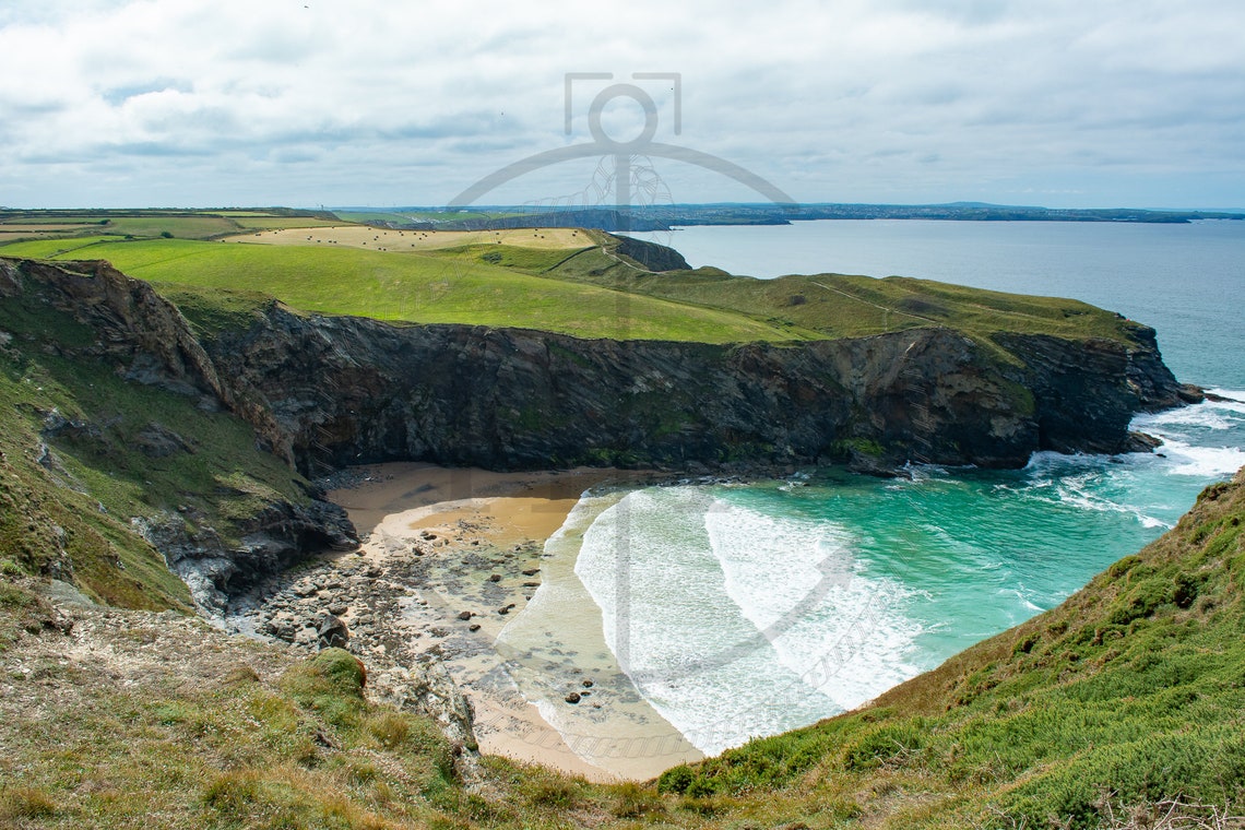Beacon Cove Torquay Devon White Surf Rocky Cliffs View Poster - Image 3