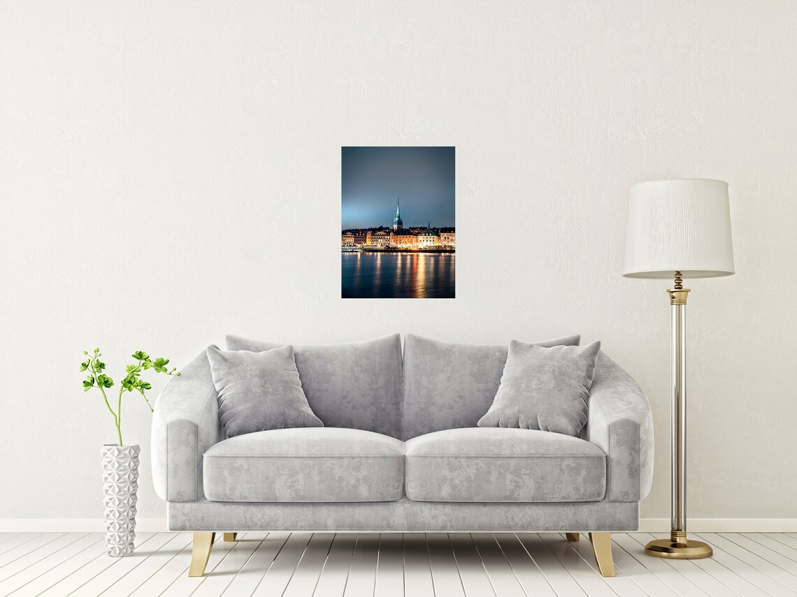 Stockholm Sweden Night Gamla Stan Old Town Waterfront Poster - Image 2