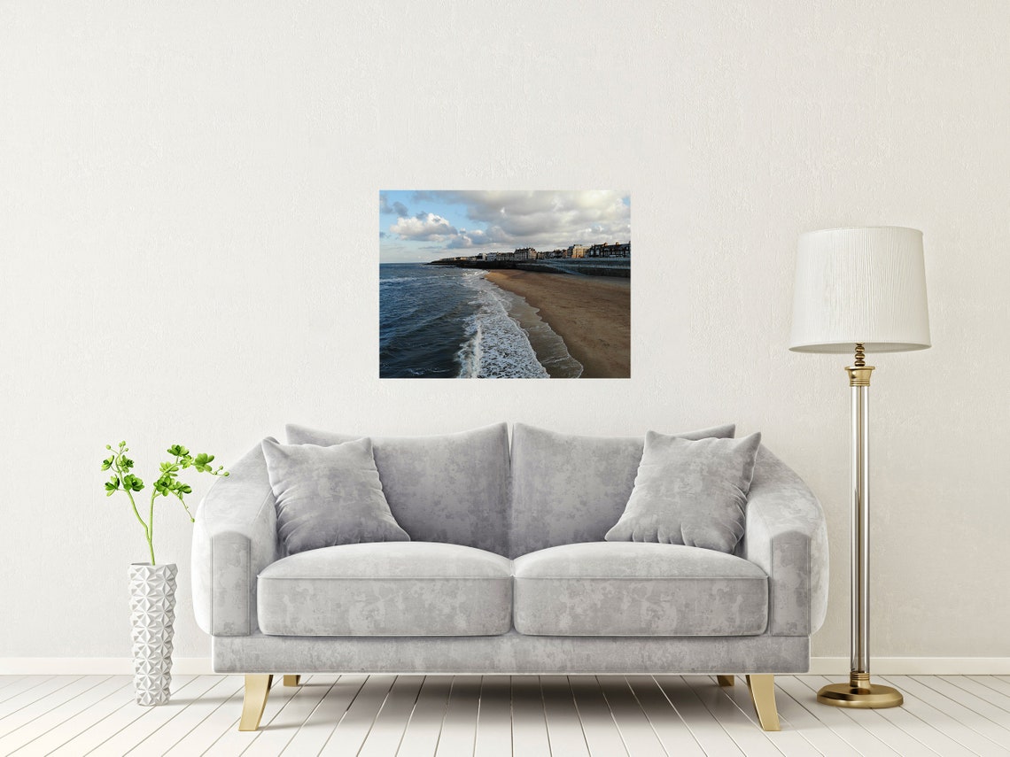 Whitley Bay North Tyneside Beach Waves Rolling Onto Sandy Shore Poster - Image 2
