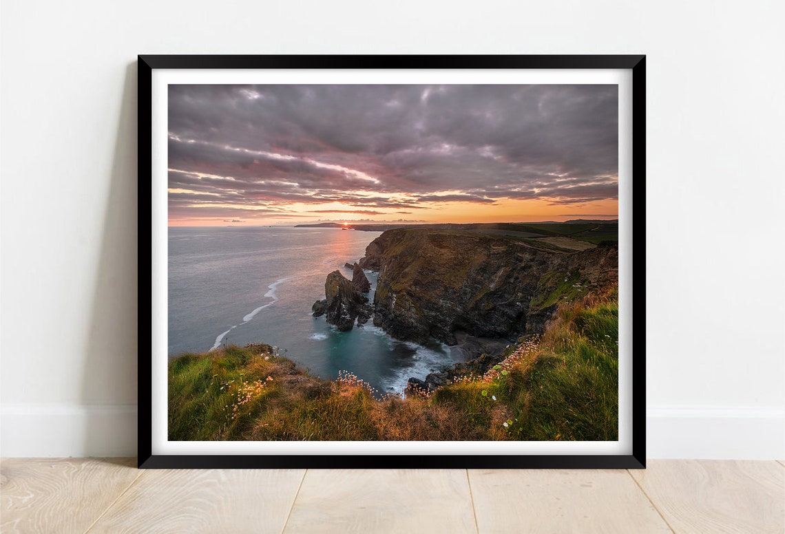 Hells Mouth Cliffs Cornwall Dramatic Sunset Over The Sea Poster