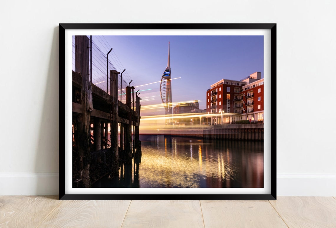 Spinnaker Tower Portsmouth Harbour Twilight Light Trails Poster