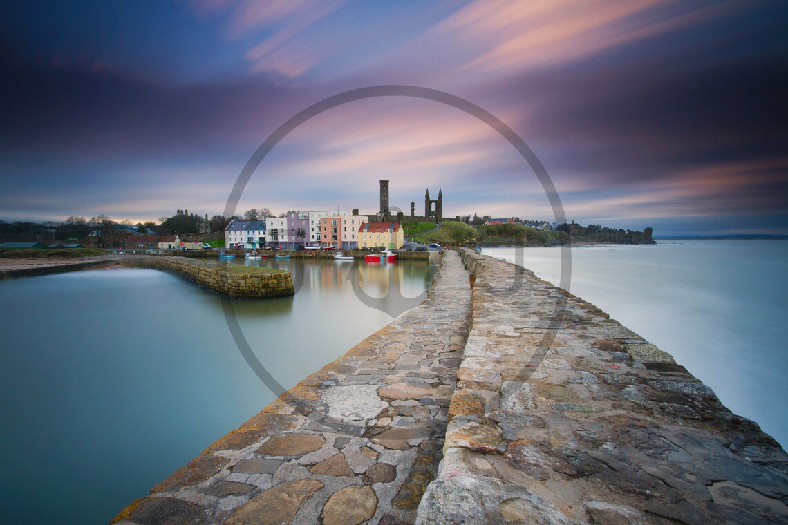 St Andrews Scotland Harbour Pier Long Exposure Cathedral Ruins Poster - Image 3