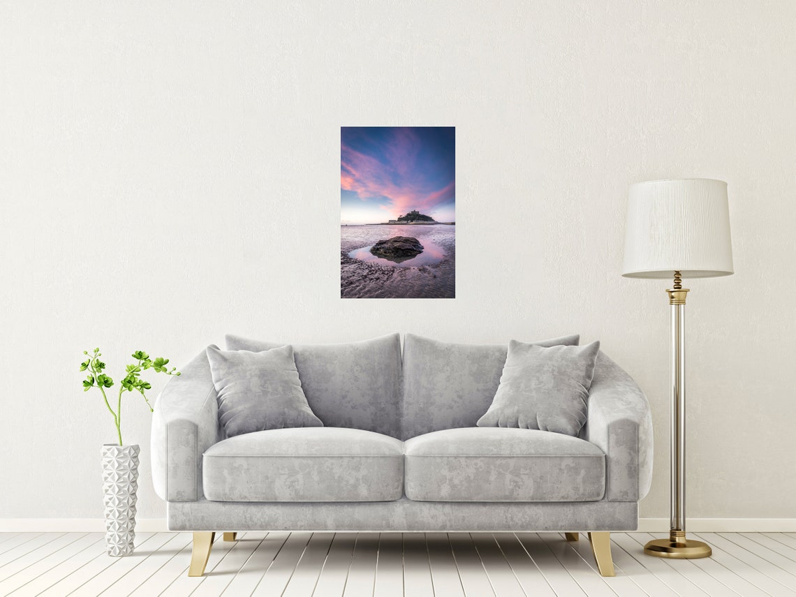 Saint Michaels Mount Cornwall Pink Sunset Tidal Island Poster - Image 2