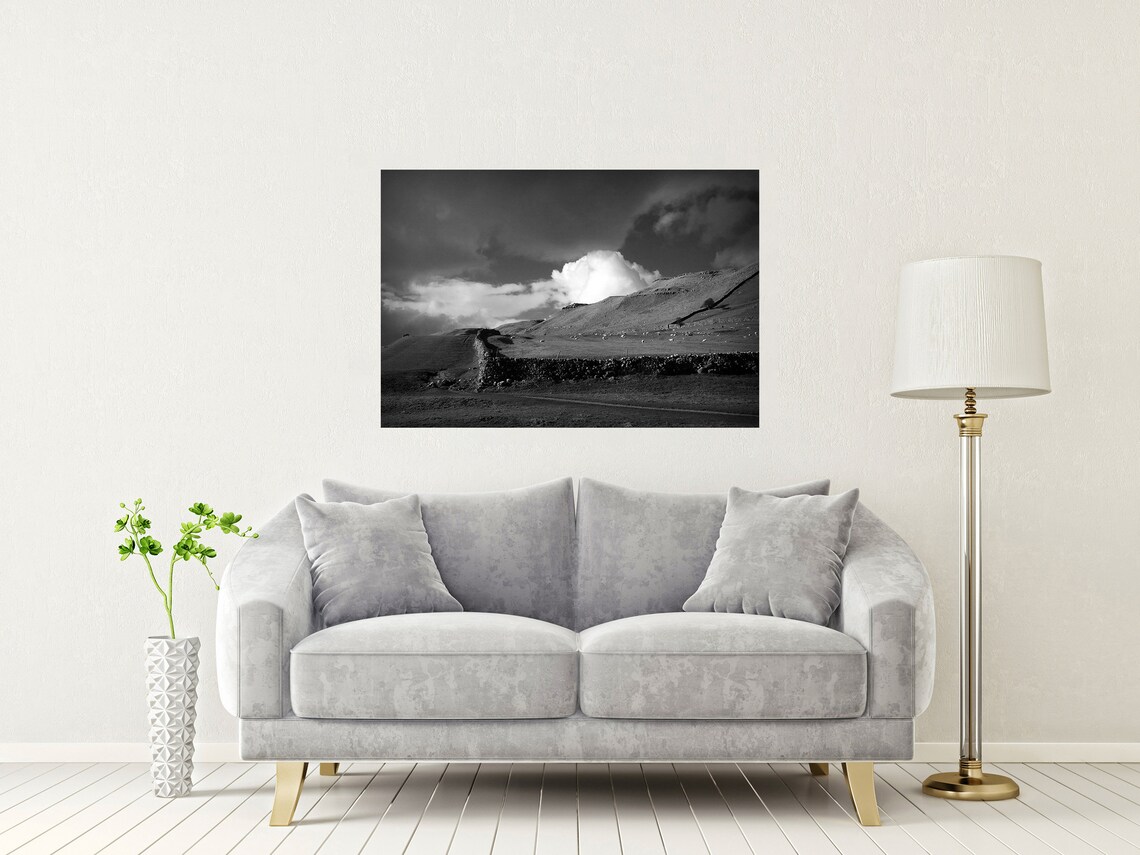 Yorkshire Dales Black And White Limestone Dry Stone Wall Poster - Image 2