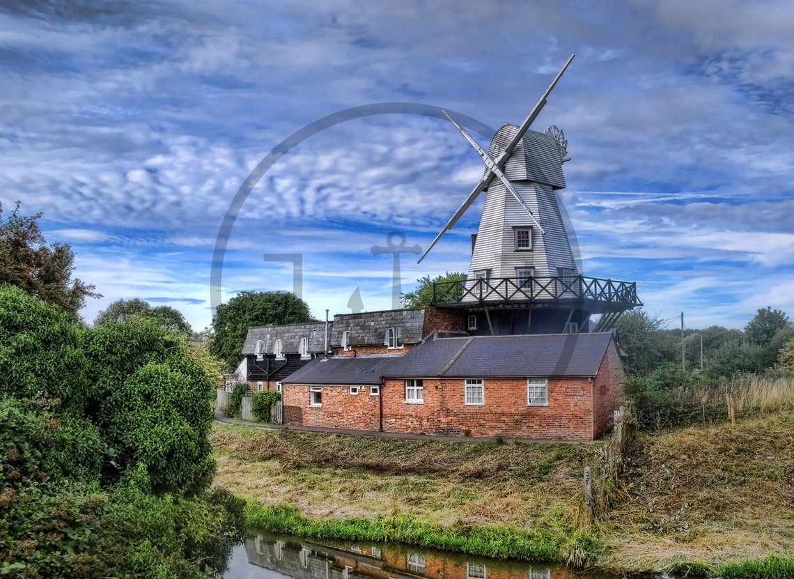 Rye Windmill East Sussex Smock Mill Blue Sky Brick Stream Poster - Image 3