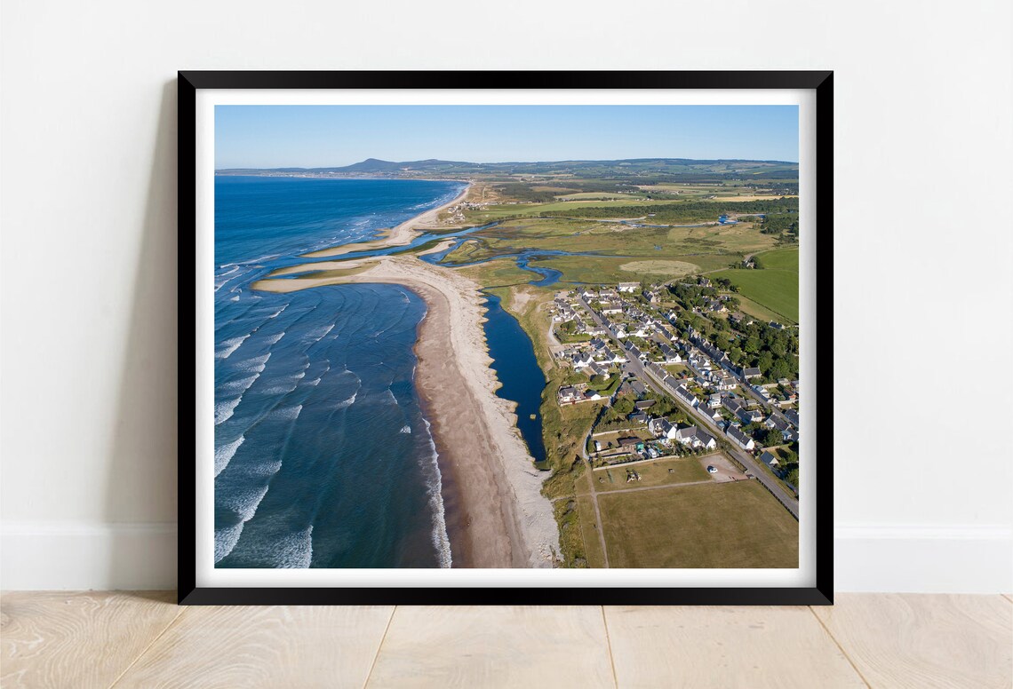 Moray Firth Scotland Aerial Coast With Village And Estuary Poster