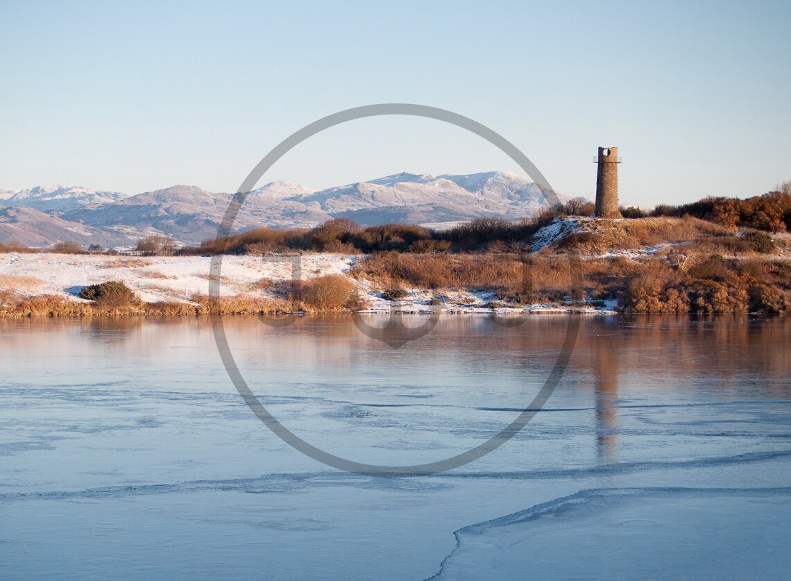 Hodbarrow Point Lighthouse Cumbria Winter Snow Landscape Print - Image 3