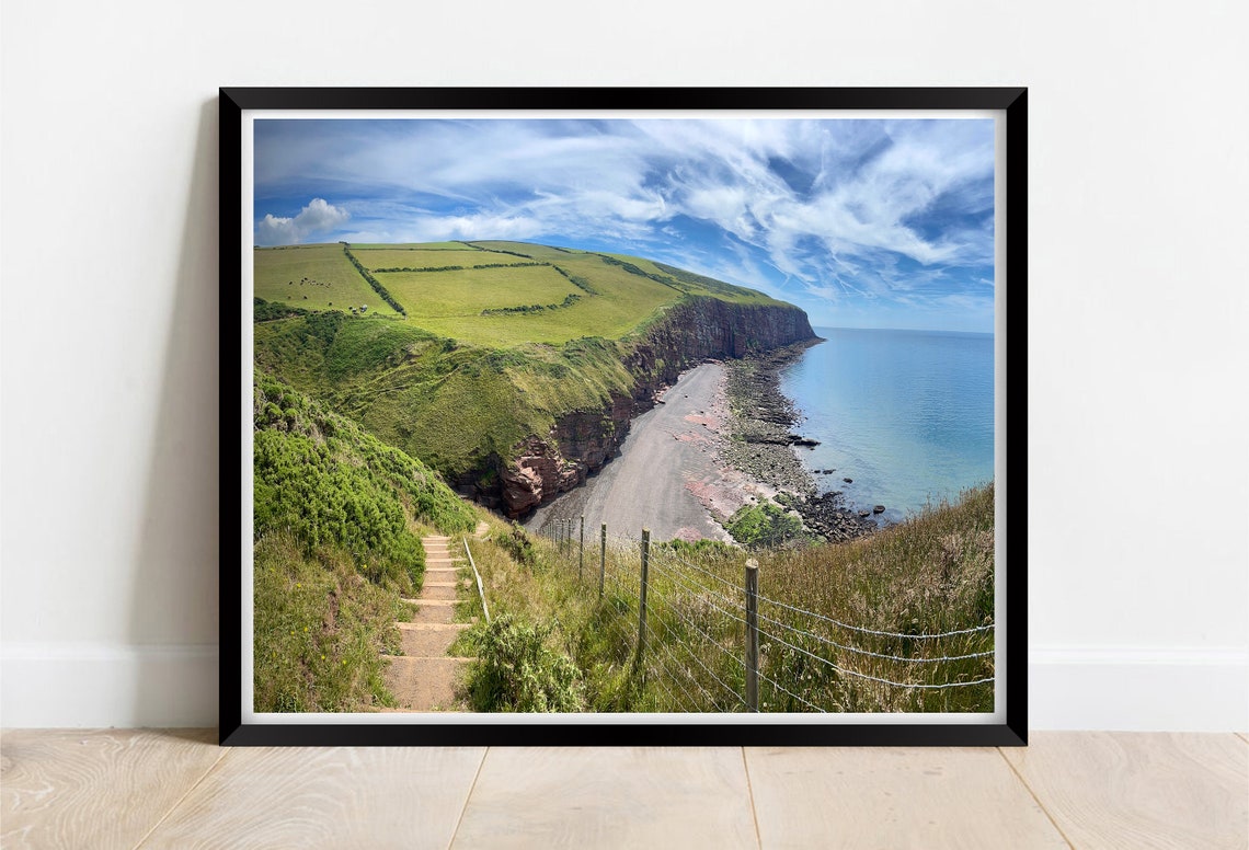 Fleswick Bay St Bees Cumbria Cliff Path Beach Landscape Print