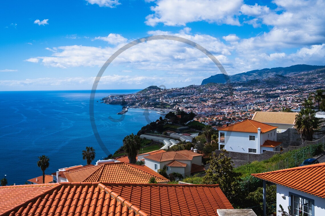 Funchal Bay Madeira Portugal Red Rooftops Over the City Poster - Image 3