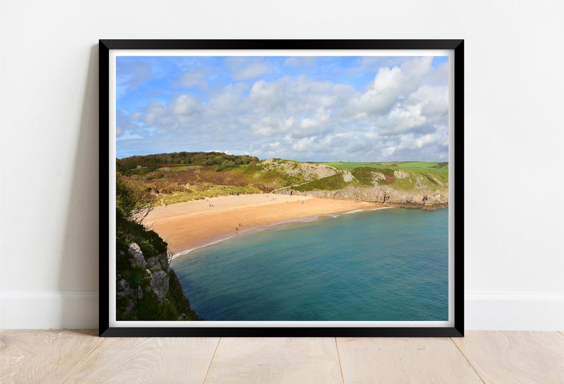 Barafundle Bay Pembrokeshire Wales Turquoise Water Beach Print