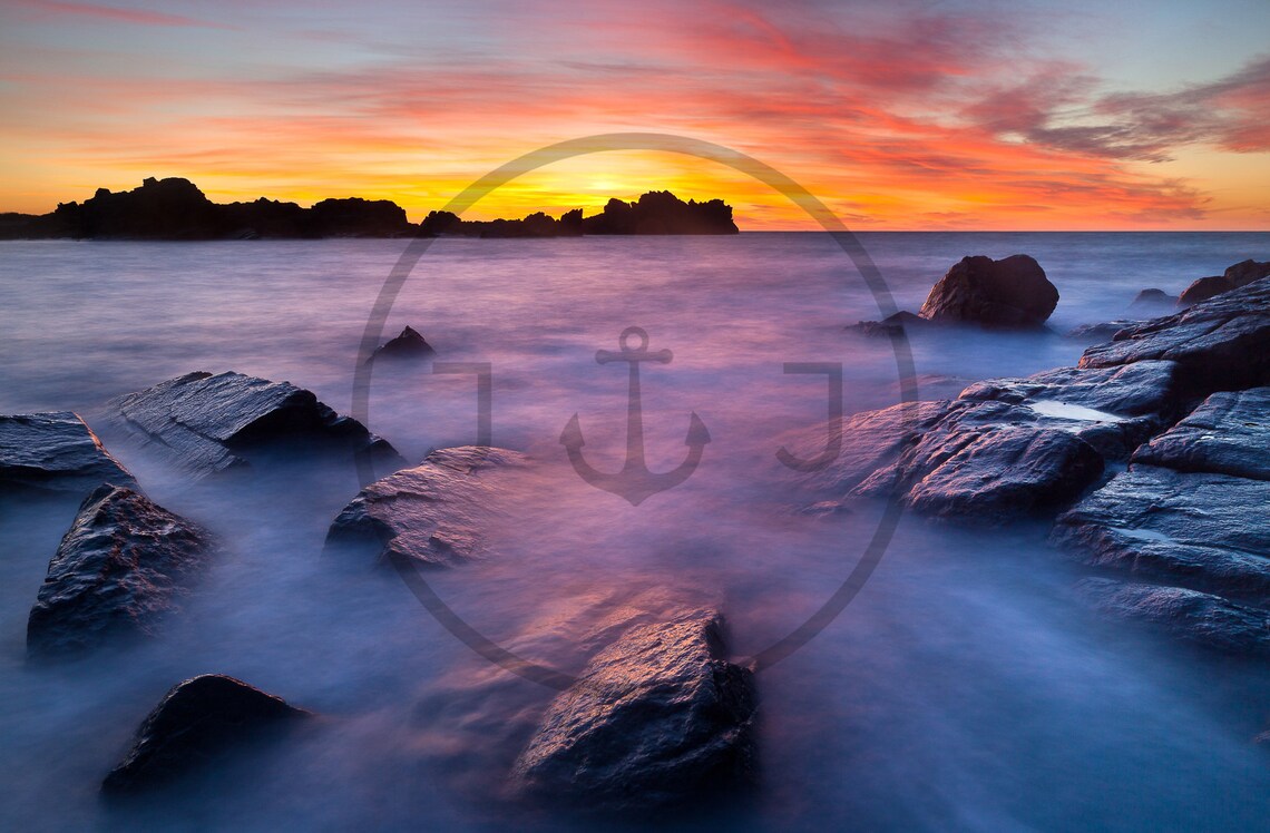 Port Soif Bay, Guernsey Sunset Landscape Art Print - Image 3