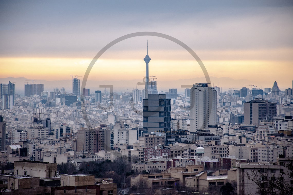 Tehran Skyline With Milad Tower At Golden Sunset Panorama Poster - Image 3