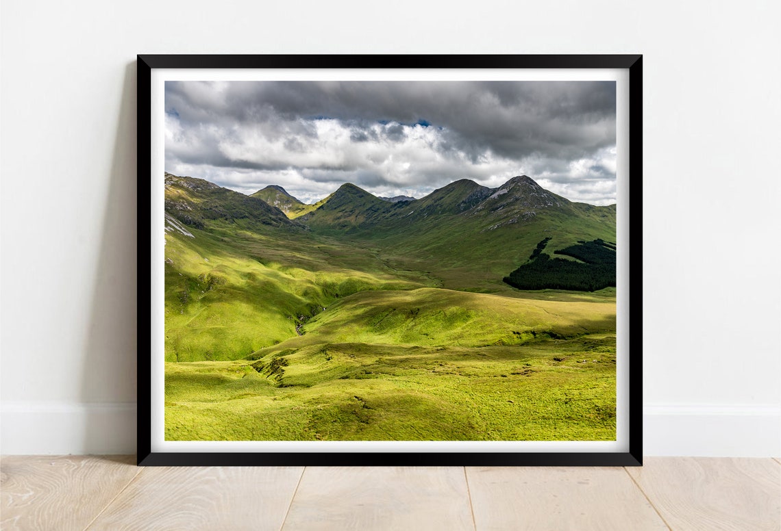 Twelve Bens Mountains Connemara Ireland Green Valley Sunset Poster