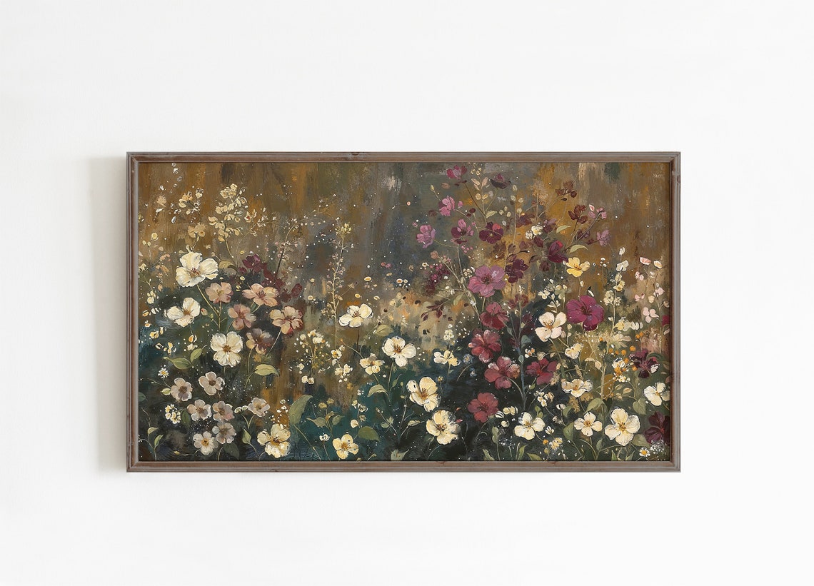Fall Frame Tv Art Floral Spring Wildflowers Moody Decor - Image 2