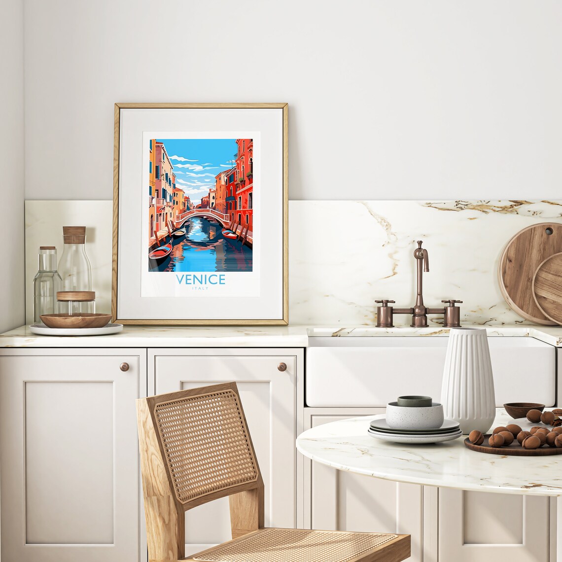 Venice Italy Canal Bridge Gondola Cityscape Vintage Travel Poster - Image 3
