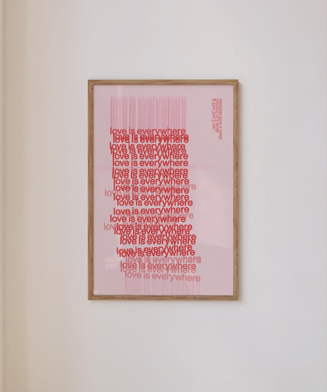 Love Is Everywhere Pink Typography Modern Valentine Gallery Wall Art