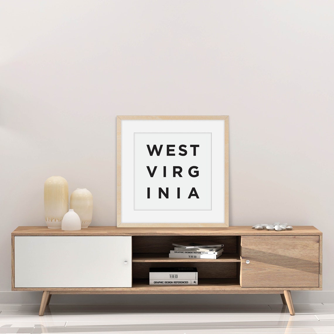 West Virginia Minimalist Black White State Digital Print Download - Image 2