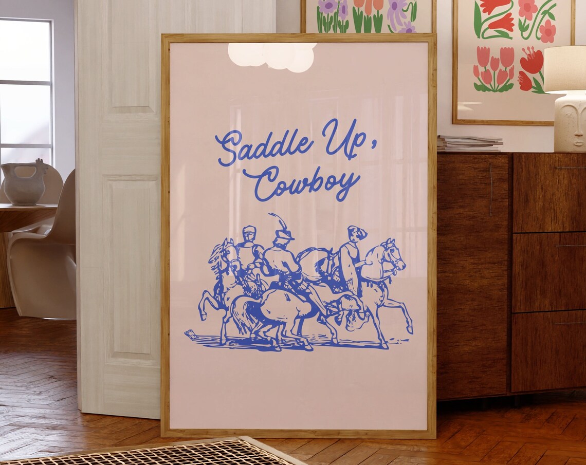 Cowboy Print, Retro Office Wall Decor Art