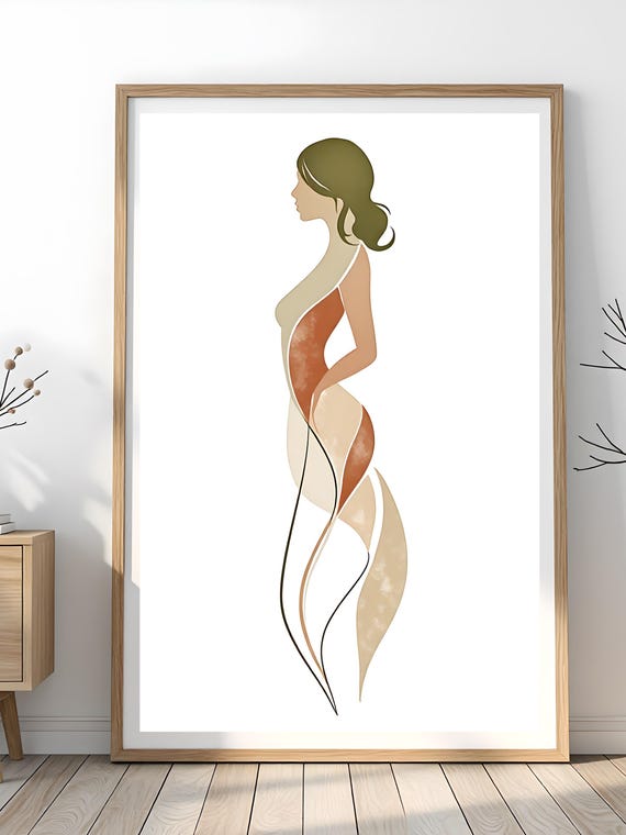 Minimalist Woman Line Art Elegant Female Silhouette Wall Modern Abstract Print