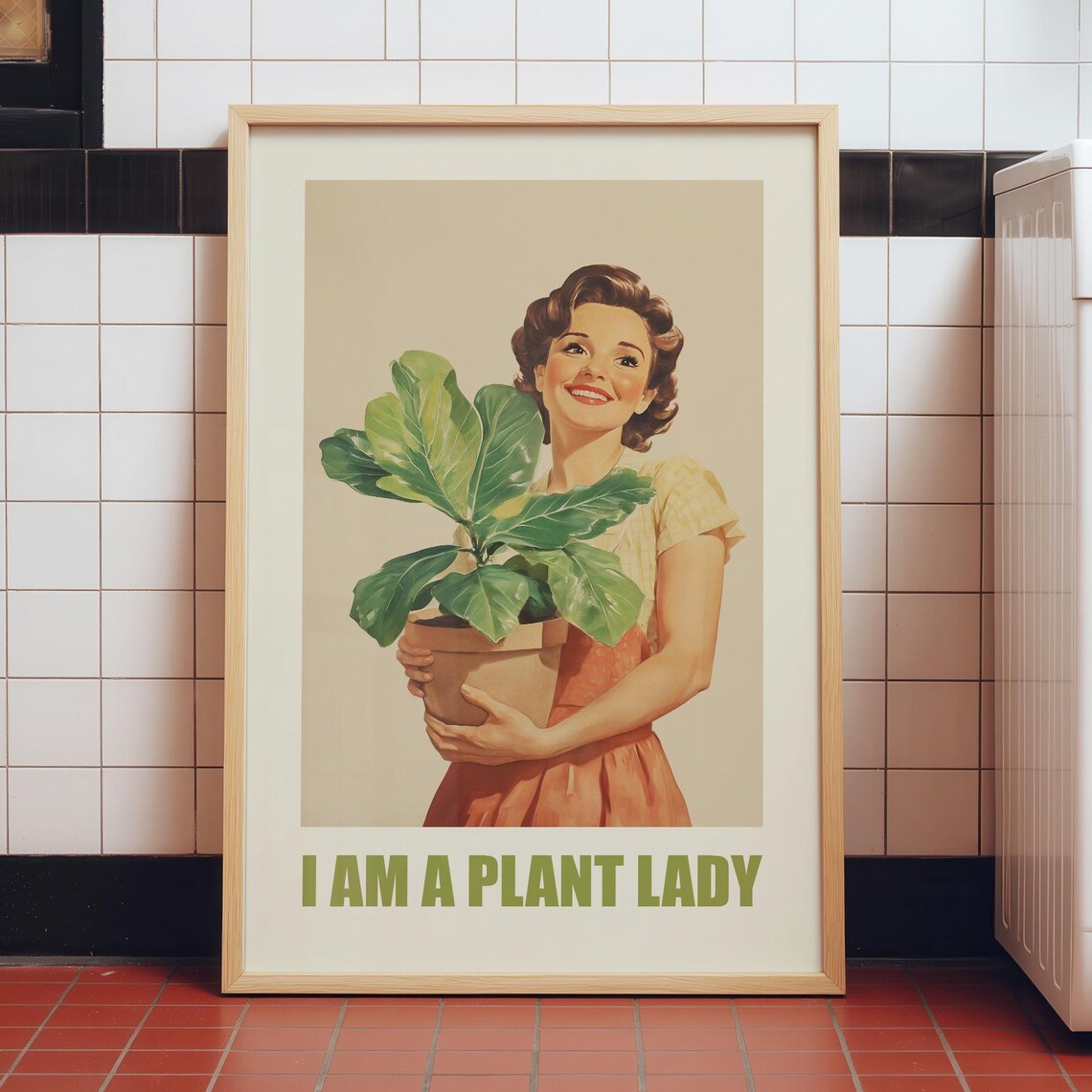 Plant Lady Retro Vibe Art Print, Gardener Gift