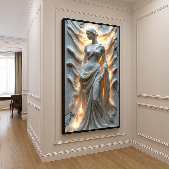 Elegant Classical Marble Sculpture Woman Flowing Drapery Wall Art