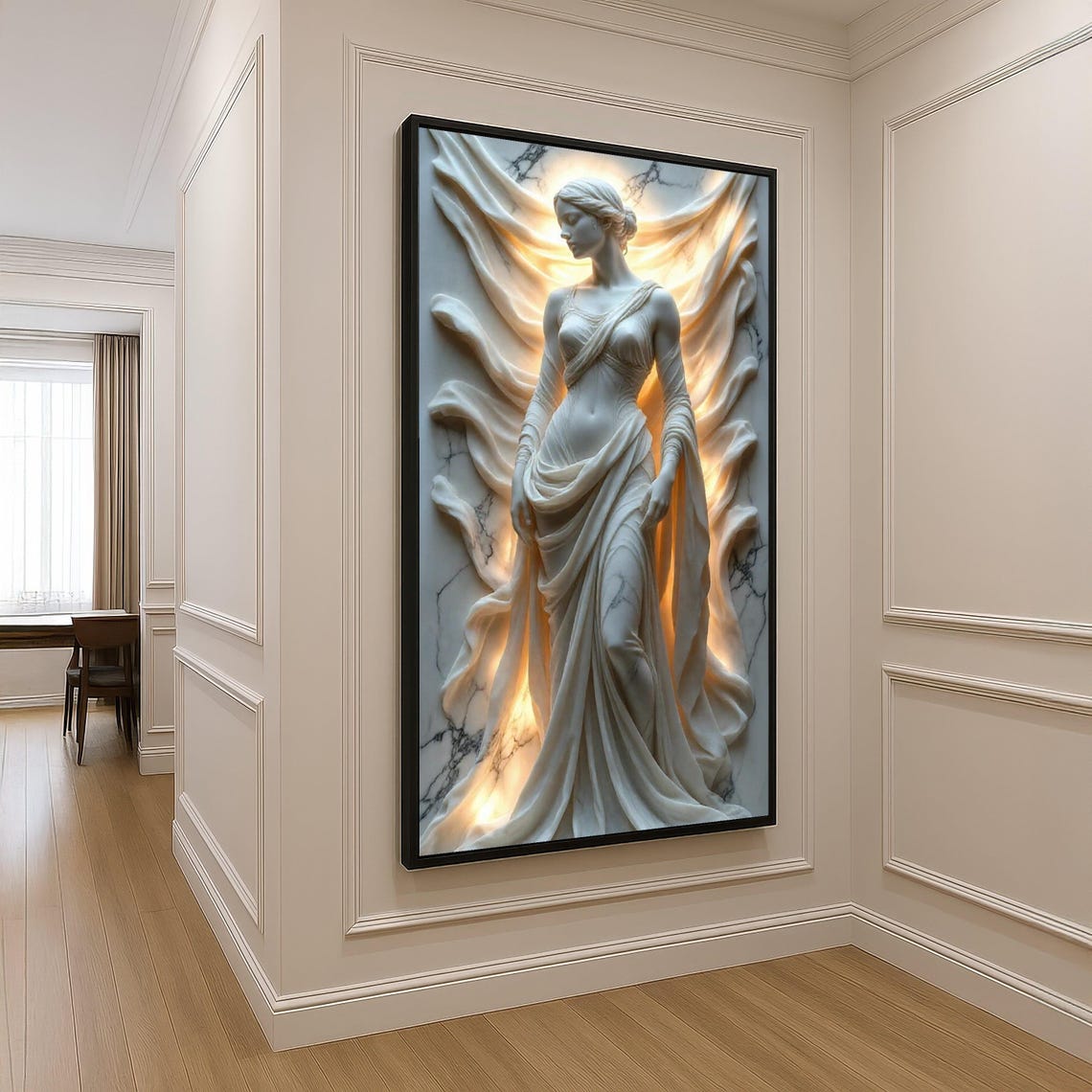 Elegant Classical Marble Sculpture Woman Flowing Drapery Wall Art