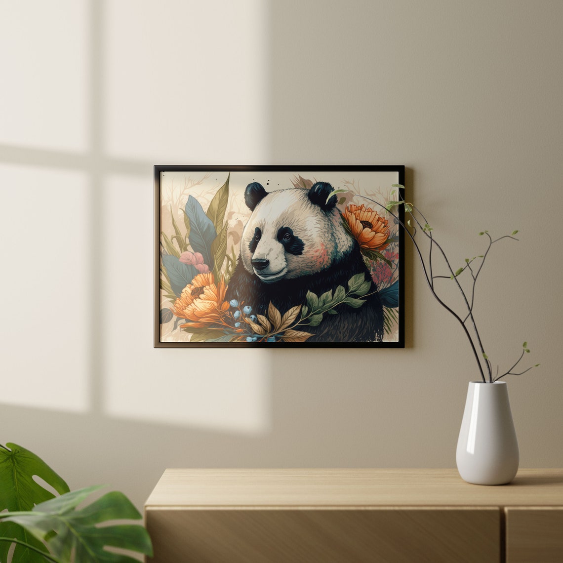 Giant Panda Bear Floral Botanical Modern Jungle Wildlife Poster - Image 2