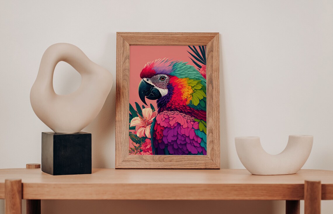 Rainbow Macaw Parrot Poster, Tropical Bird Art Print - Image 2