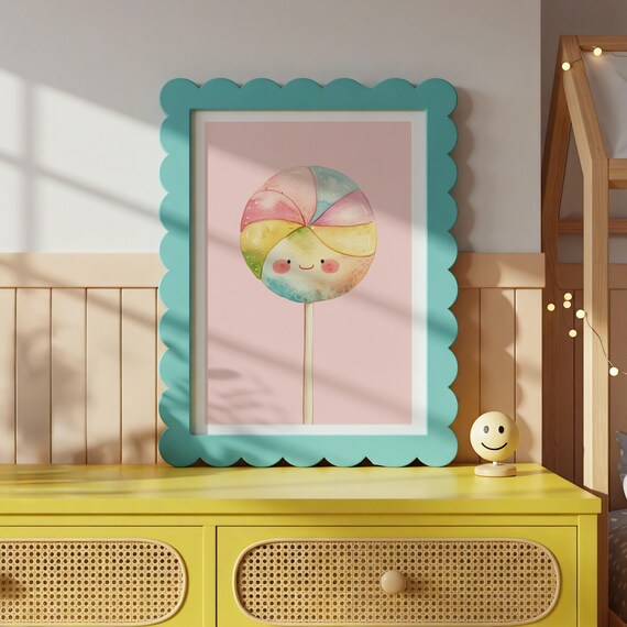 Cute Lollipop Posters Watercolor Candy Art Kids Room Decor Nursery Wall Sweet Treats Kawaii