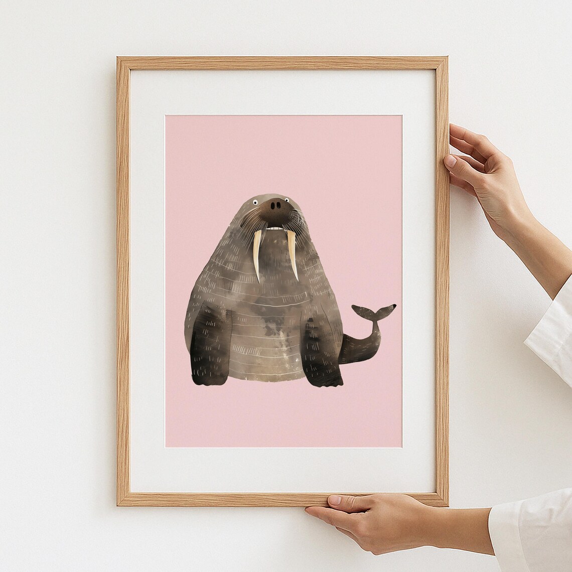 Baby Walrus Watercolor Nursery Animal Cute Ocean Wildlife Art Poster
