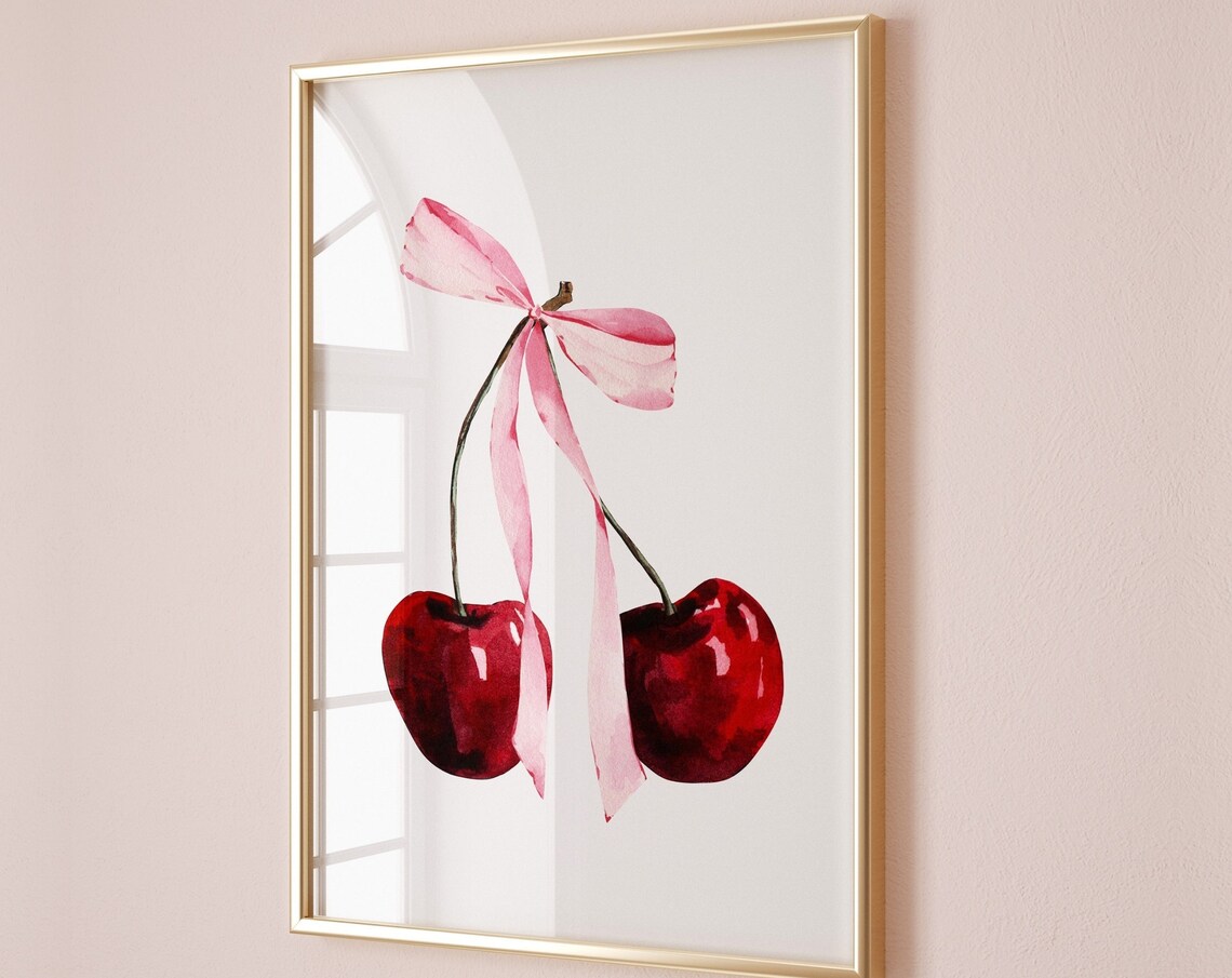 Coquette Cherry Poster, Retro College Room Decor - Image 5