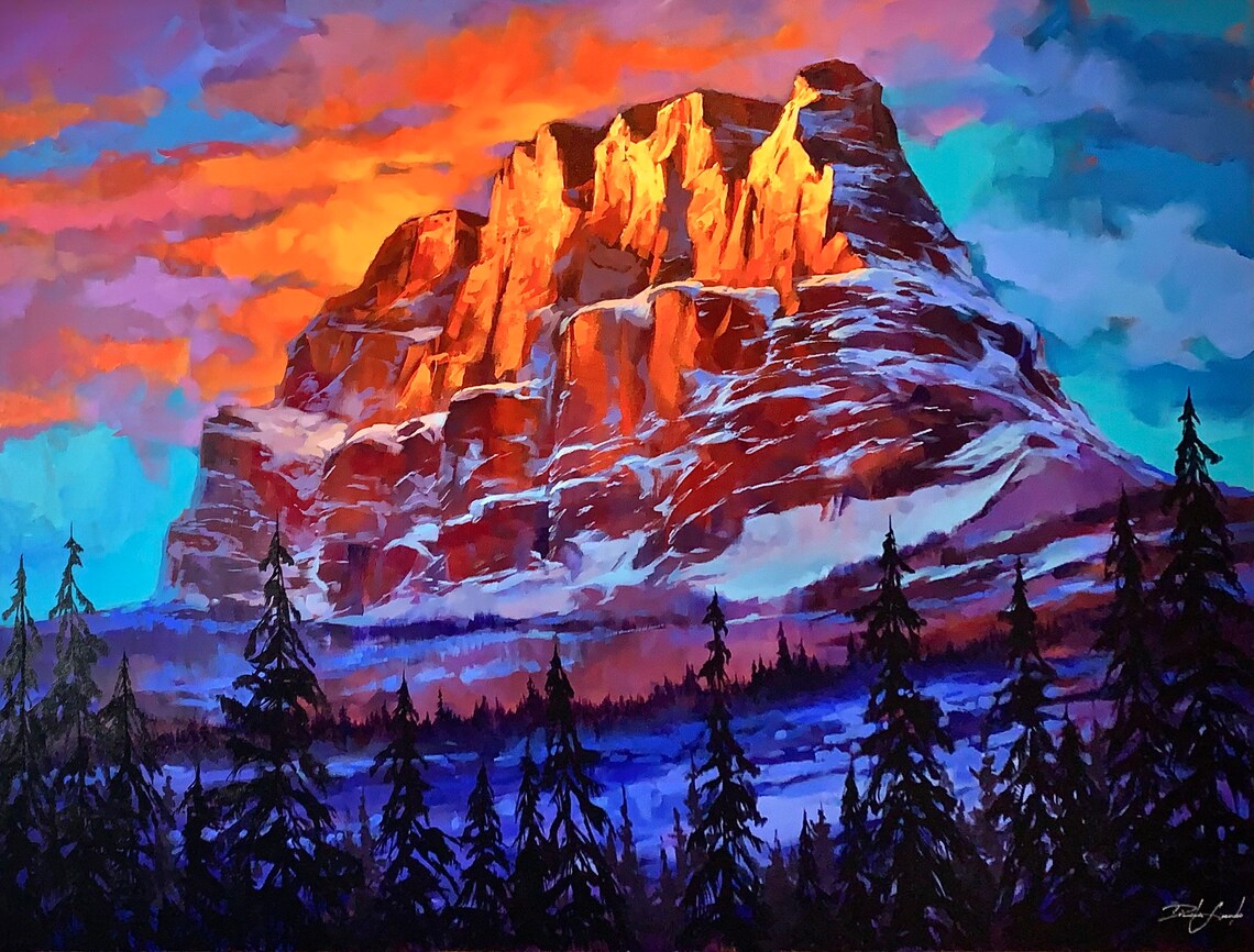 Peaks Of Flame, Banff Mountain Landscape Art Print