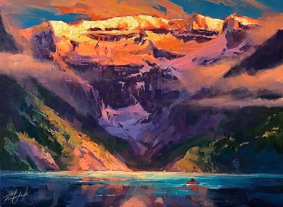Louise Dreamscapes Print Landscape Acrylic On Mountains Art Lake Louise Print Mountains Home Decor Mountain Wall Art