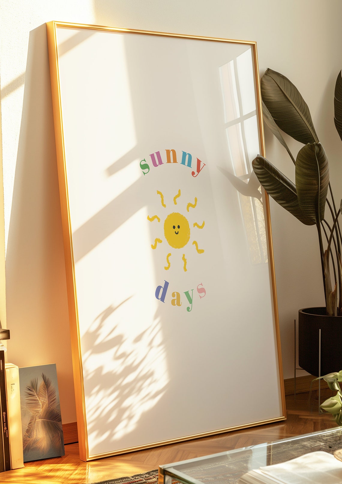 Sunny Days Rainbow Letters Smiling Sun Kids Room Decor Poster - Image 2