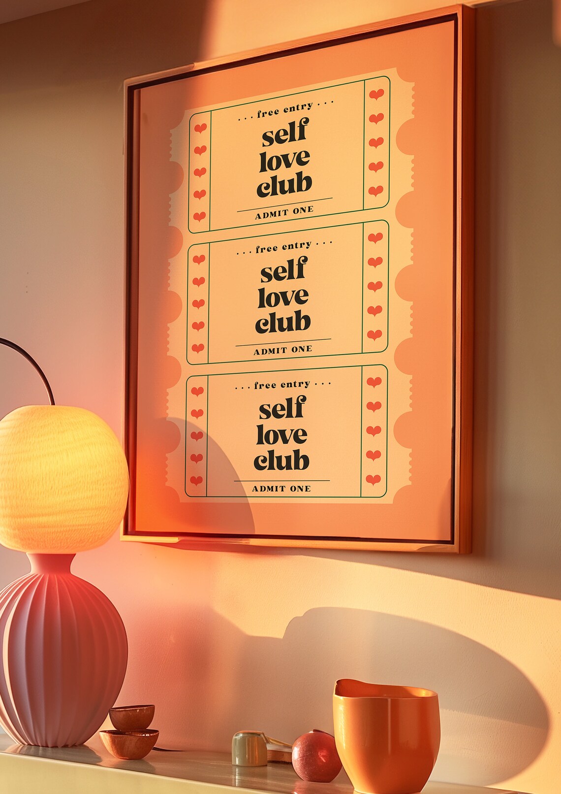 Self Love Club Admit One Movie Ticket Pink Retro Dorm Poster - Image 2
