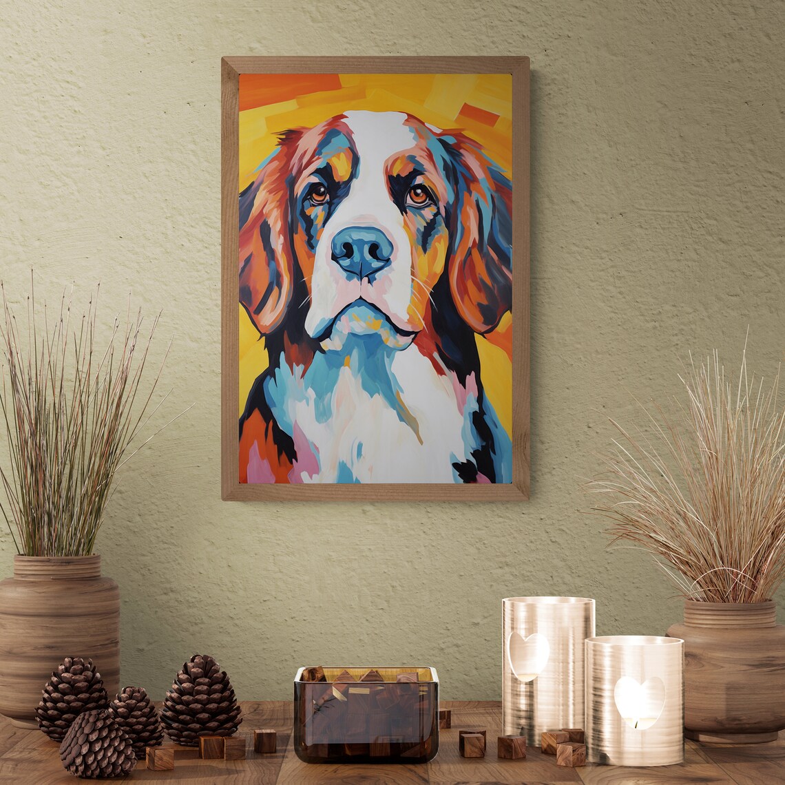 Colorful Saint Bernard Pop Art Rainbow Dog Portrait Art Poster - Image 2
