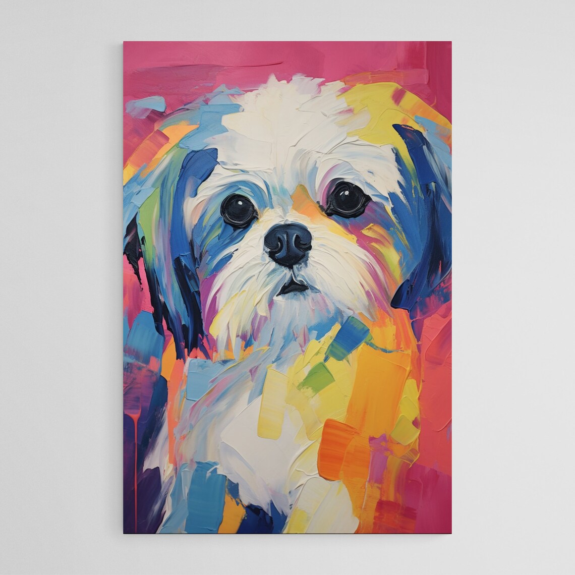 Colorful Shih Tzu Painterly Pop Art Pastel Dog Portrait Art Poster