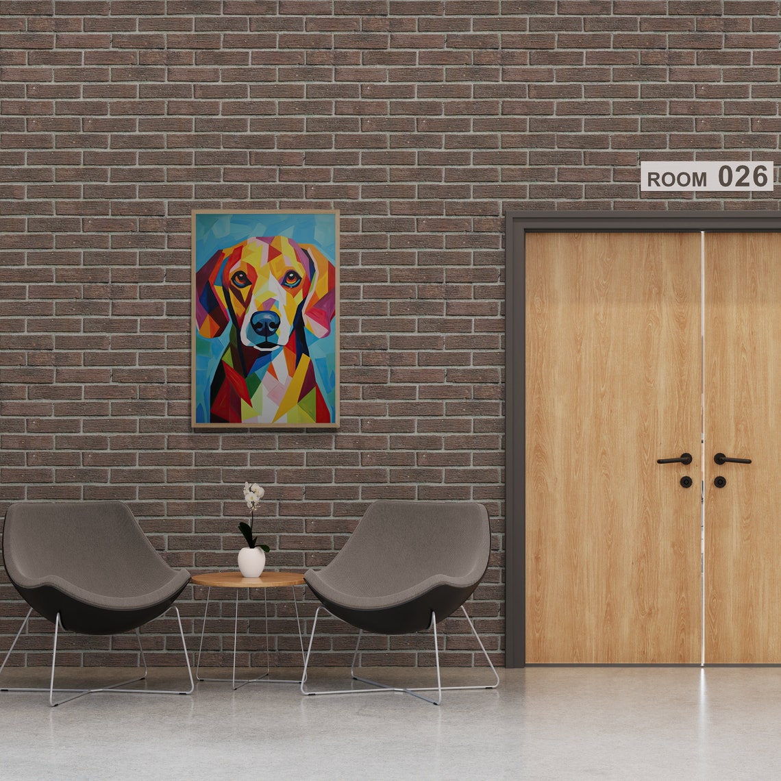 Colorful Geometric Beagle Portrait Cubist Style Modern Dog Poster - Image 2