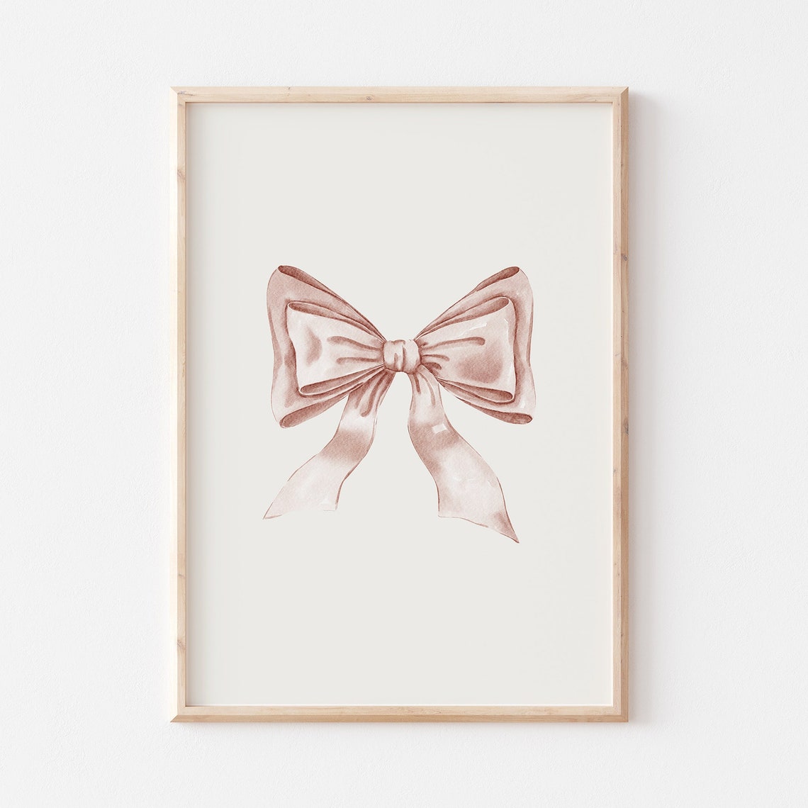 Neutral Cream Watercolor Bow Soft Balletcore Coquette Nursery Poster