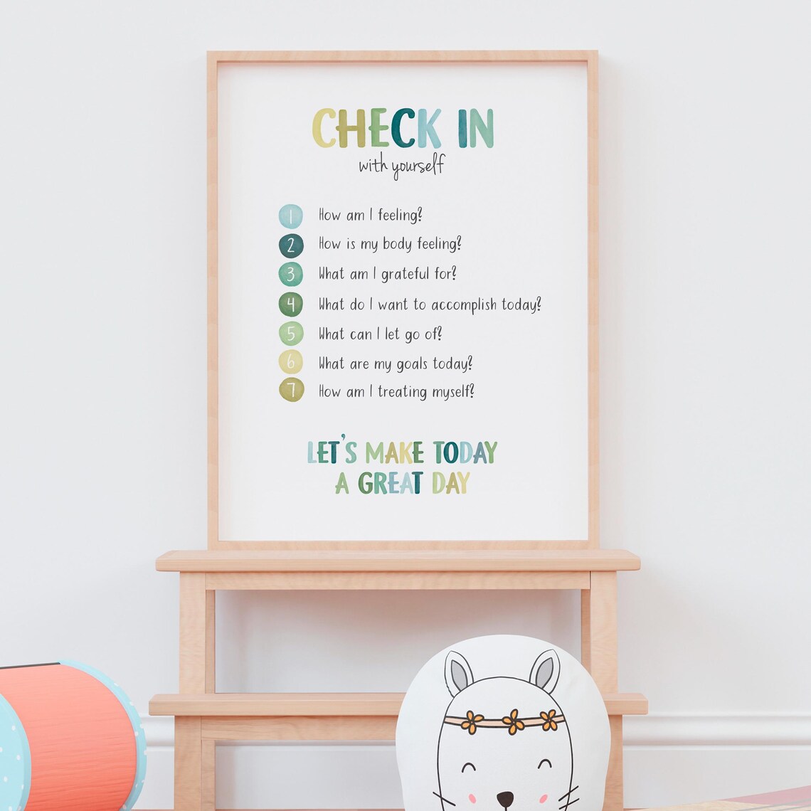 Check In With Yourself Poster Daily Mindfulness Questions Self Care Art - Image 5