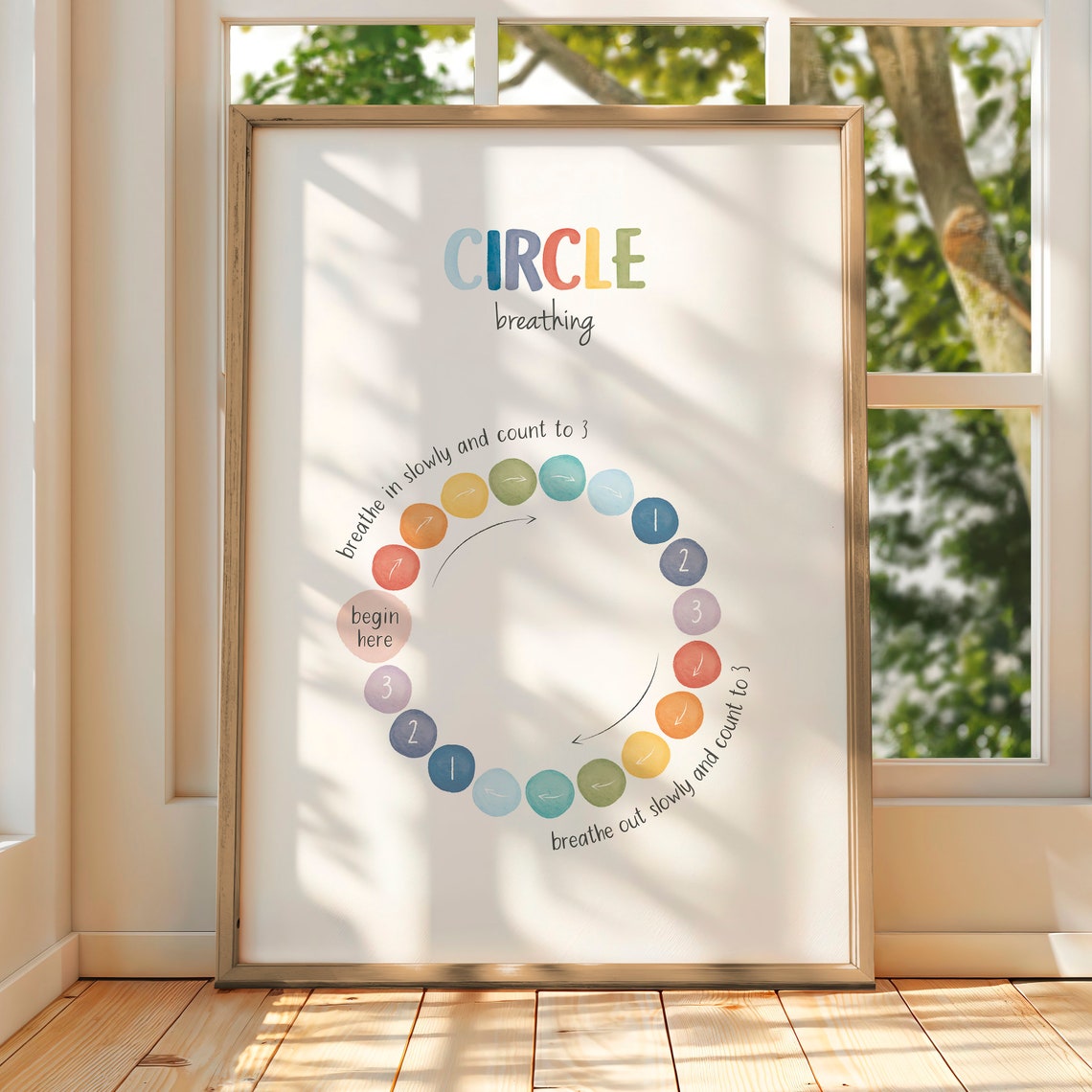 Circle Breathing Exercise Count To Three Mindful Calm Down Poster - Image 5
