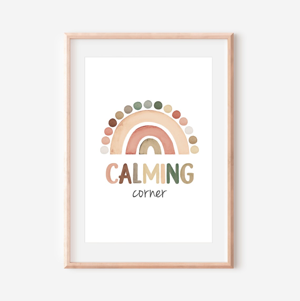 Calming Corner Neutral Earth Tone Rainbow Watercolor Classroom Poster - Image 3
