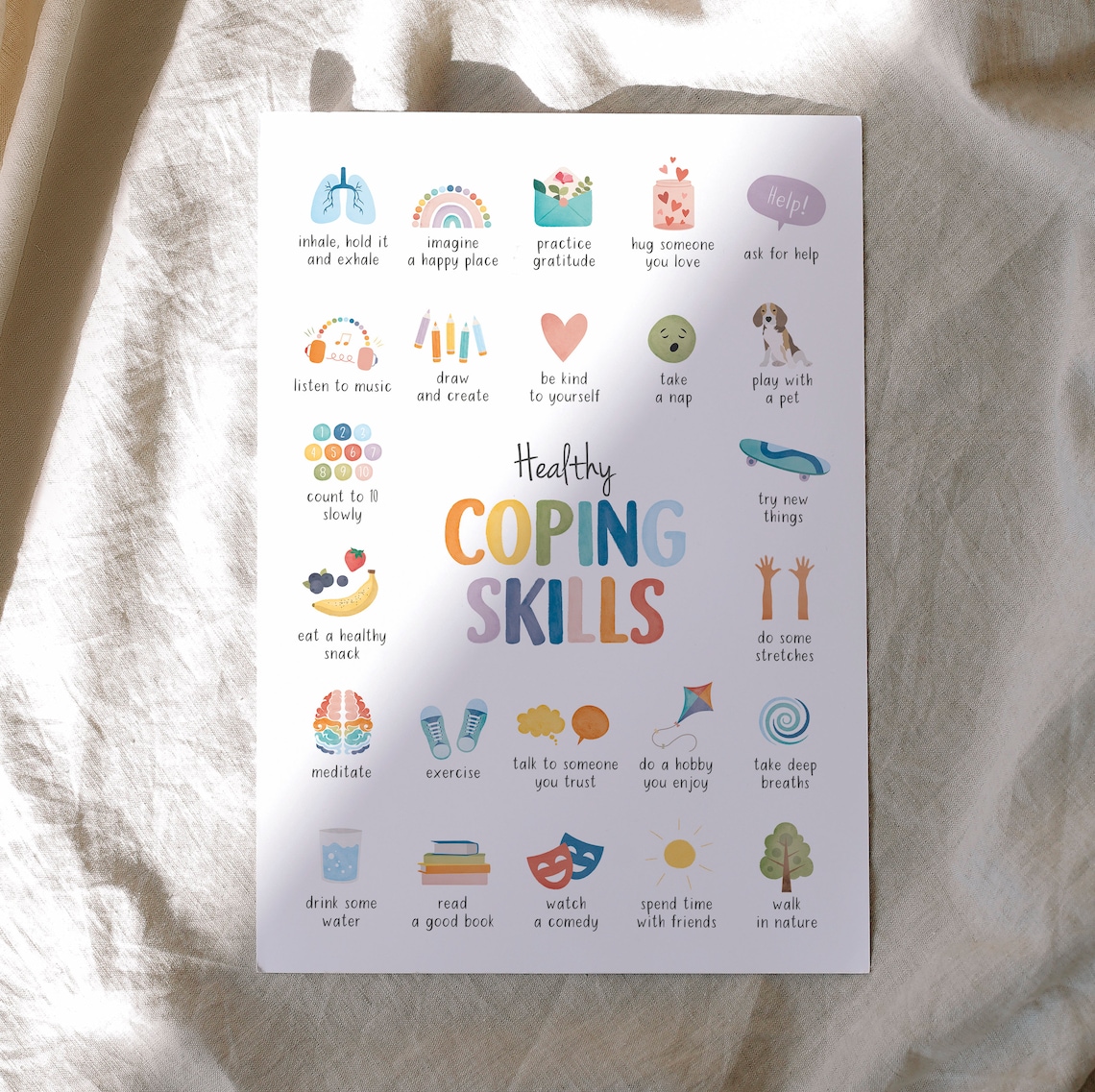 Coping Skills Poster, Therapy Office and School - Image 4