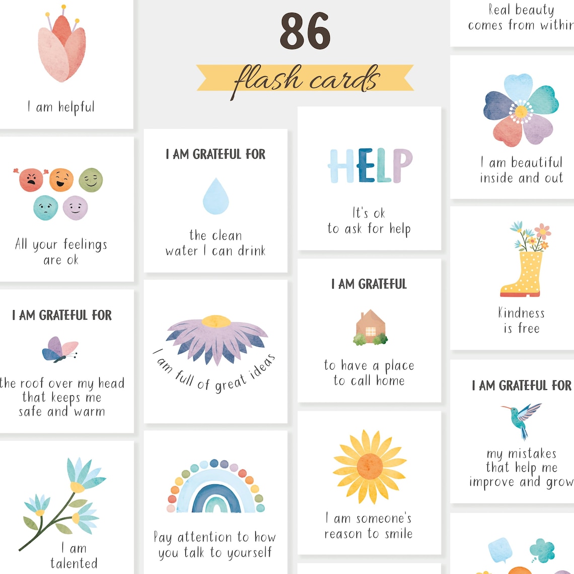 Self Care Flashcards Bundle, Confidence Affirmations Art Print - Image 3