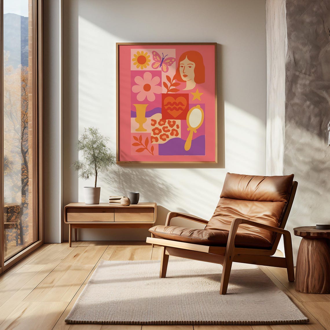 Boho Woman Abstract Poster Modern Art Wall Decor Feminine Home Design